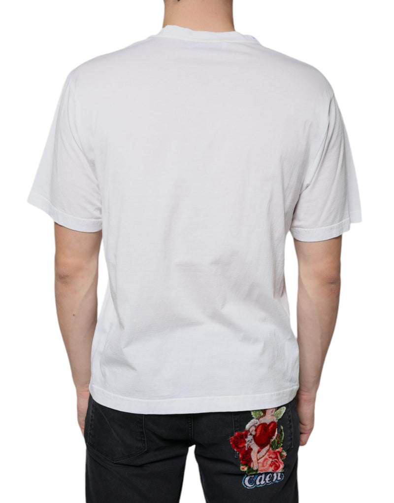Camiseta informal blanca de algodón con estampado del logotipo DG de Dolce & Gabbana