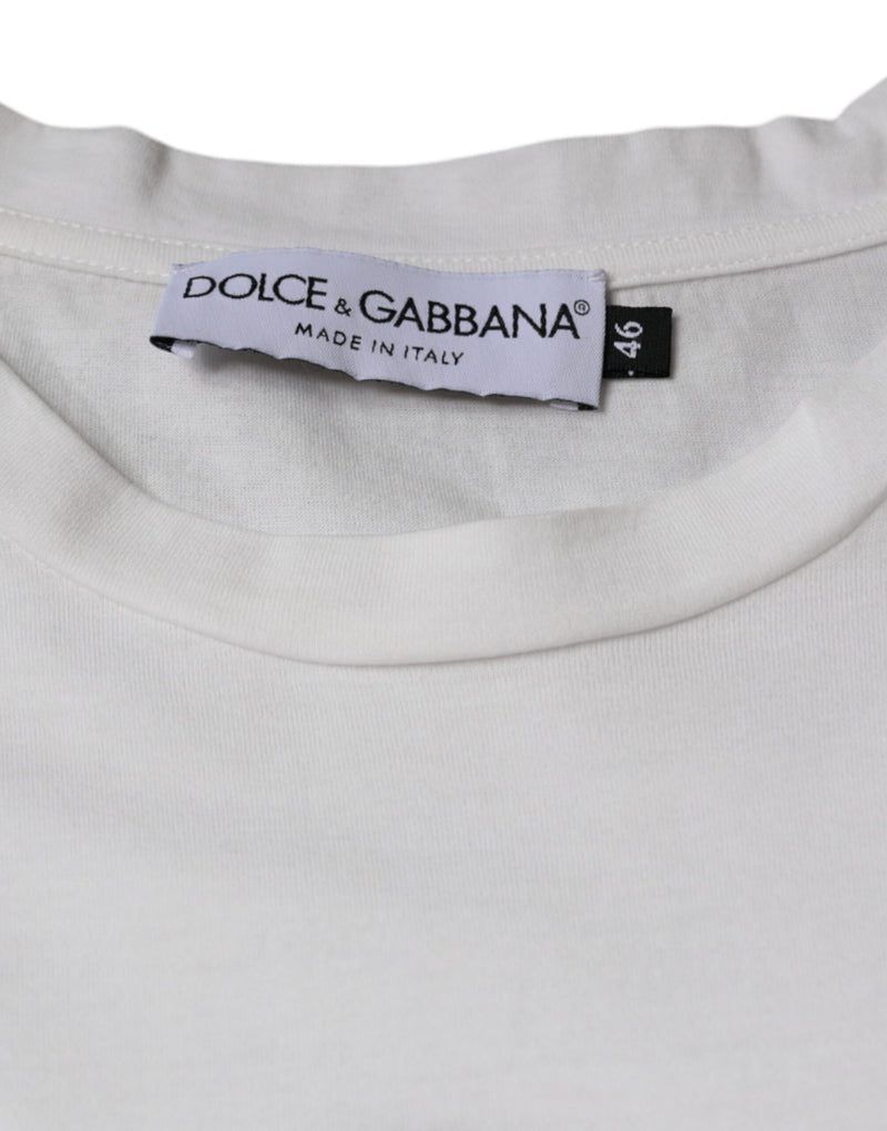 Camiseta informal blanca de algodón con estampado del logotipo DG de Dolce & Gabbana