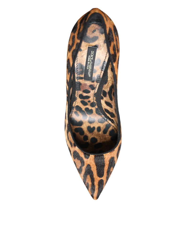 Escarpins à talons en cuir de veau à motif léopard marron Dolce & Gabbana