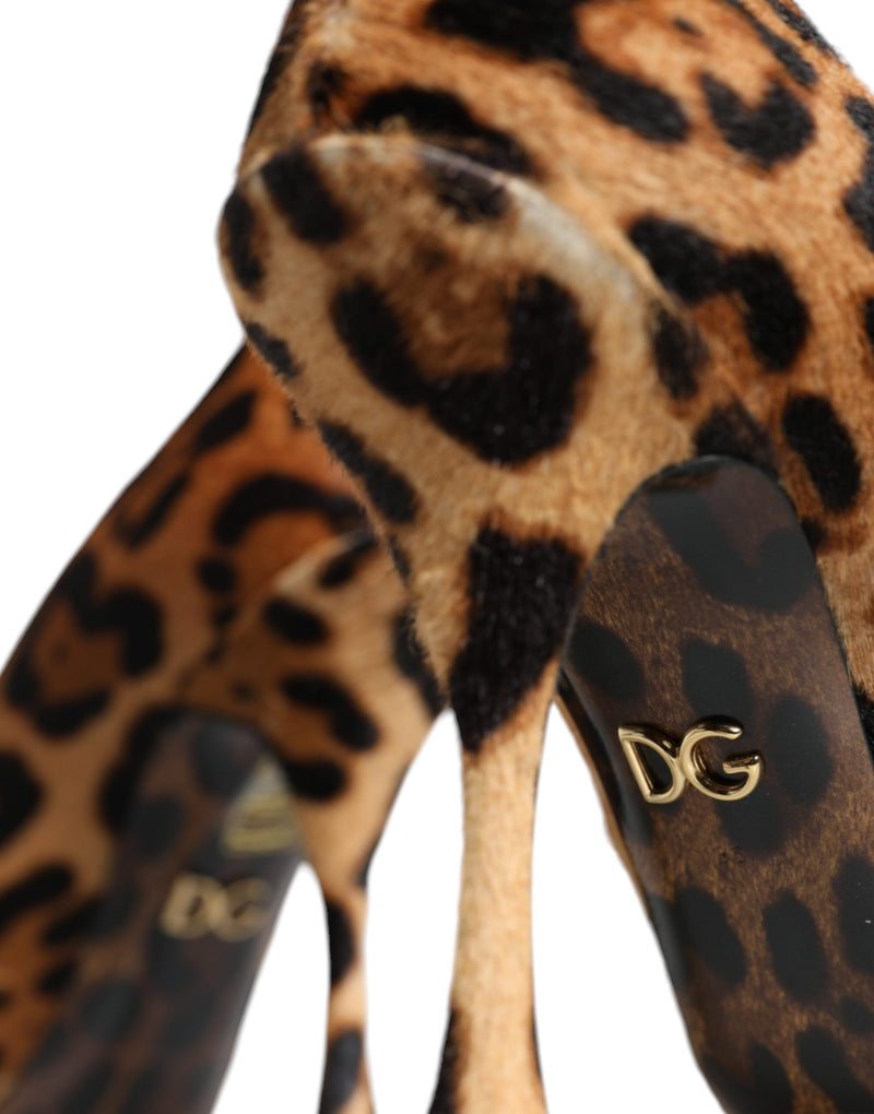 Escarpins à talons en cuir de veau à motif léopard marron Dolce & Gabbana