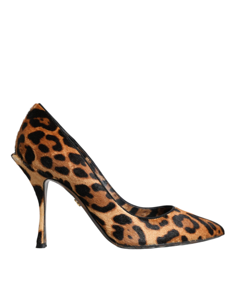 Escarpins à talons en cuir de veau à motif léopard marron Dolce & Gabbana
