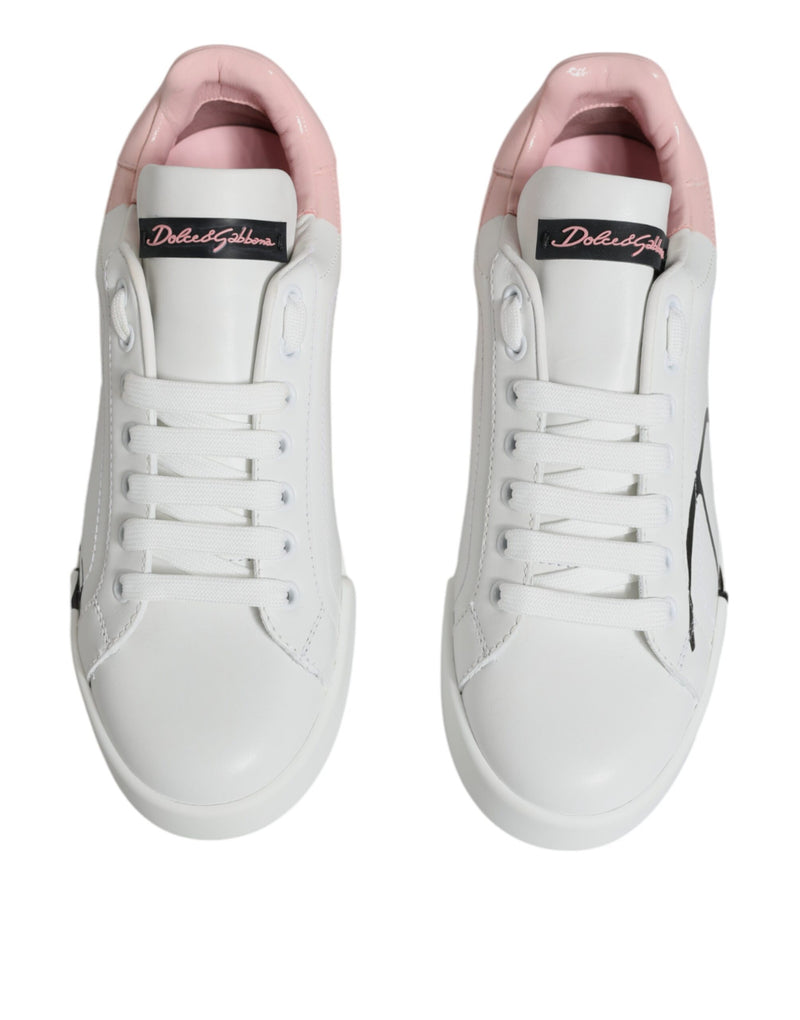 Baskets basses Portofino blanches et roses Dolce & Gabbana