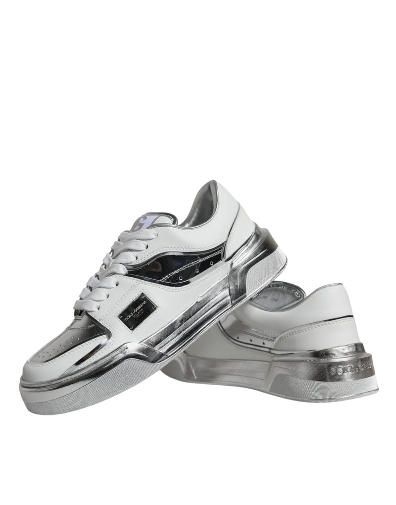 Zapatillas bajas de piel blanca y plateada de Dolce & Gabbana