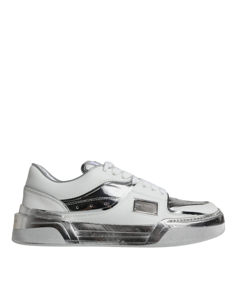 Zapatillas bajas de piel blanca y plateada de Dolce & Gabbana