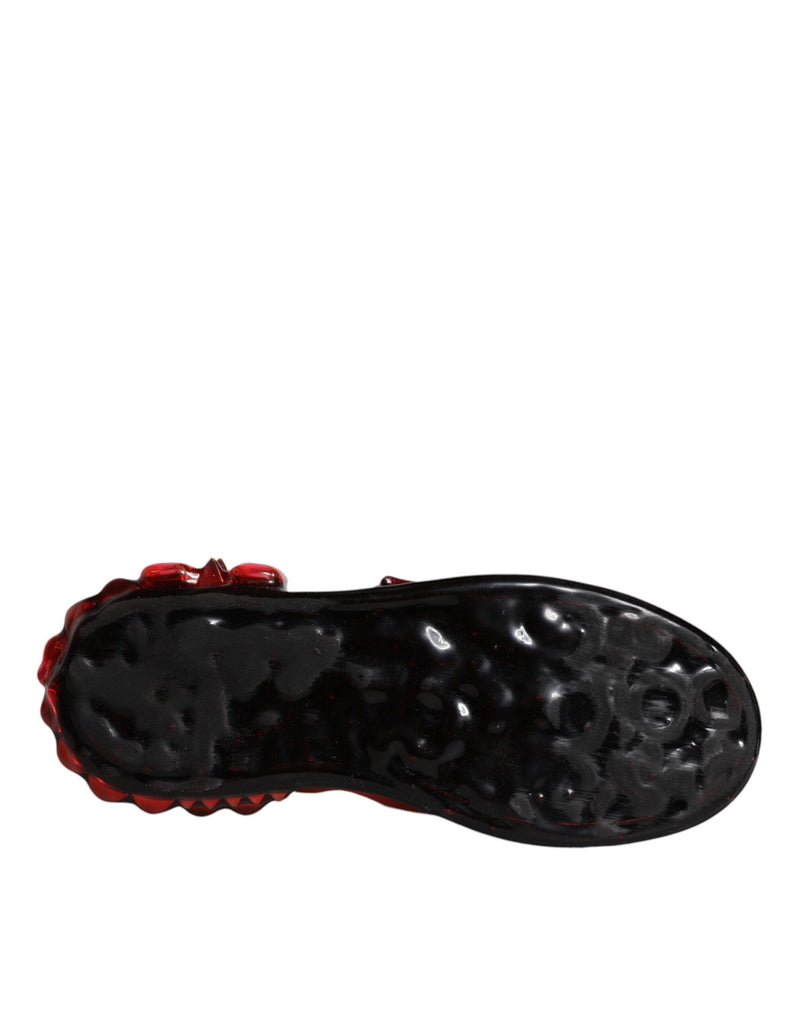 Tênis Portofino de couro branco e vermelho com cristais Dolce & Gabbana