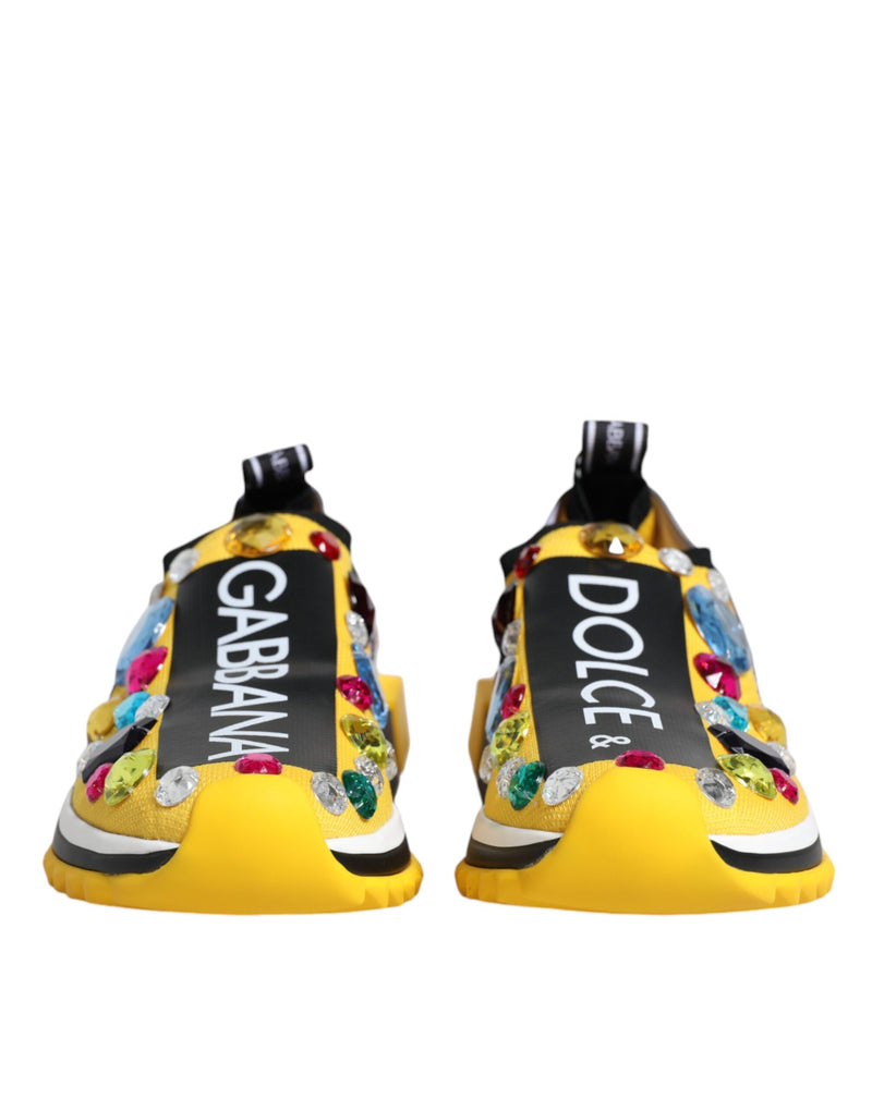 Baskets basses Sorrento jaunes ornées de cristaux Dolce & Gabbana