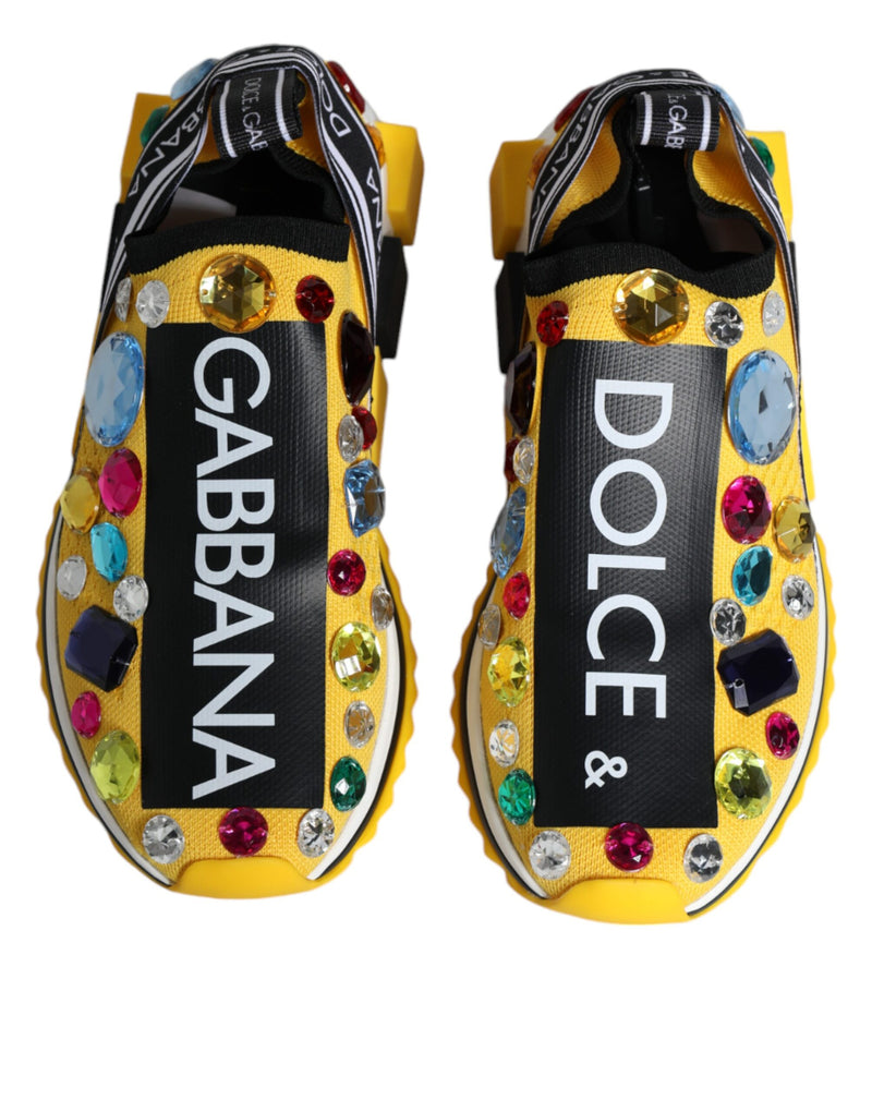Baskets basses Sorrento jaunes ornées de cristaux Dolce & Gabbana