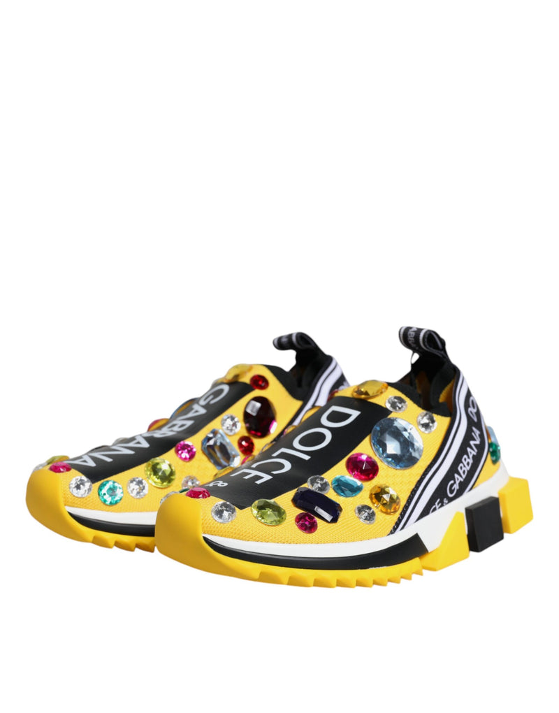 Baskets basses Sorrento jaunes ornées de cristaux Dolce & Gabbana