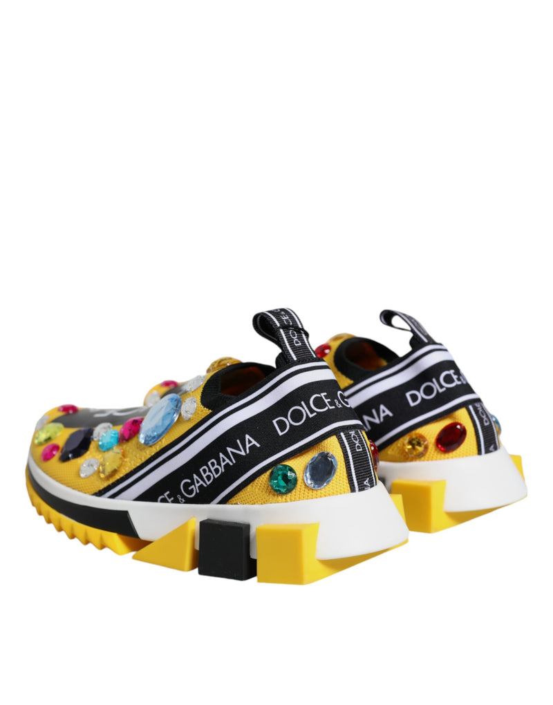 Baskets basses Sorrento jaunes ornées de cristaux Dolce & Gabbana