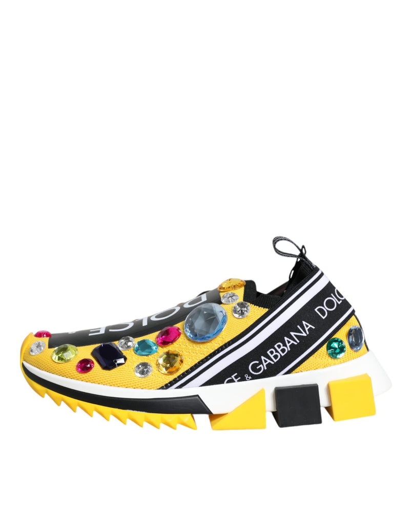 Baskets basses Sorrento jaunes ornées de cristaux Dolce & Gabbana