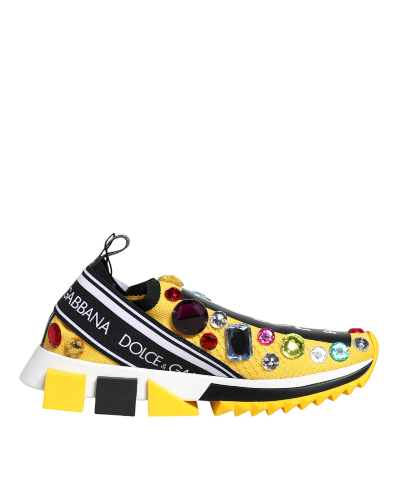 Baskets basses Sorrento jaunes ornées de cristaux Dolce & Gabbana