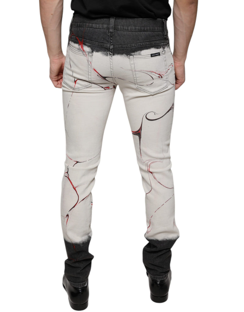 Jean skinny pour homme Dolce & Gabbana noir et blanc à imprimé