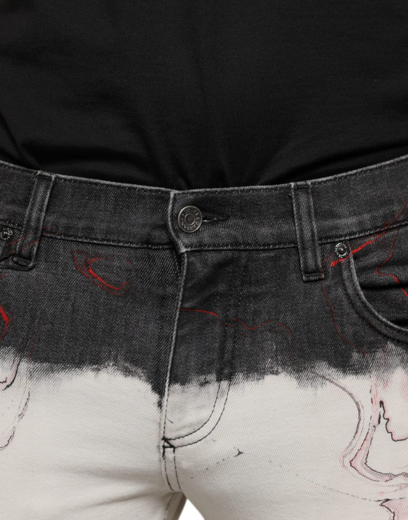 Jean skinny pour homme Dolce & Gabbana noir et blanc à imprimé