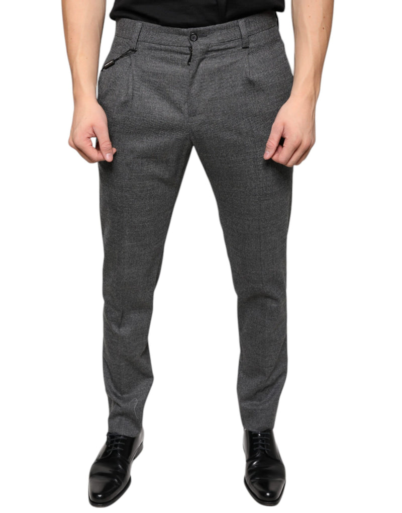 Pantalon de costume skinny Dolce & Gabbana en laine grise à carreaux tartan