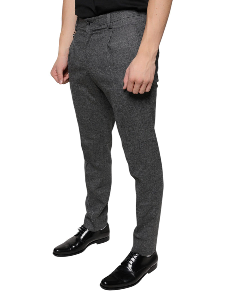 Pantalon de costume skinny Dolce & Gabbana en laine grise à carreaux tartan