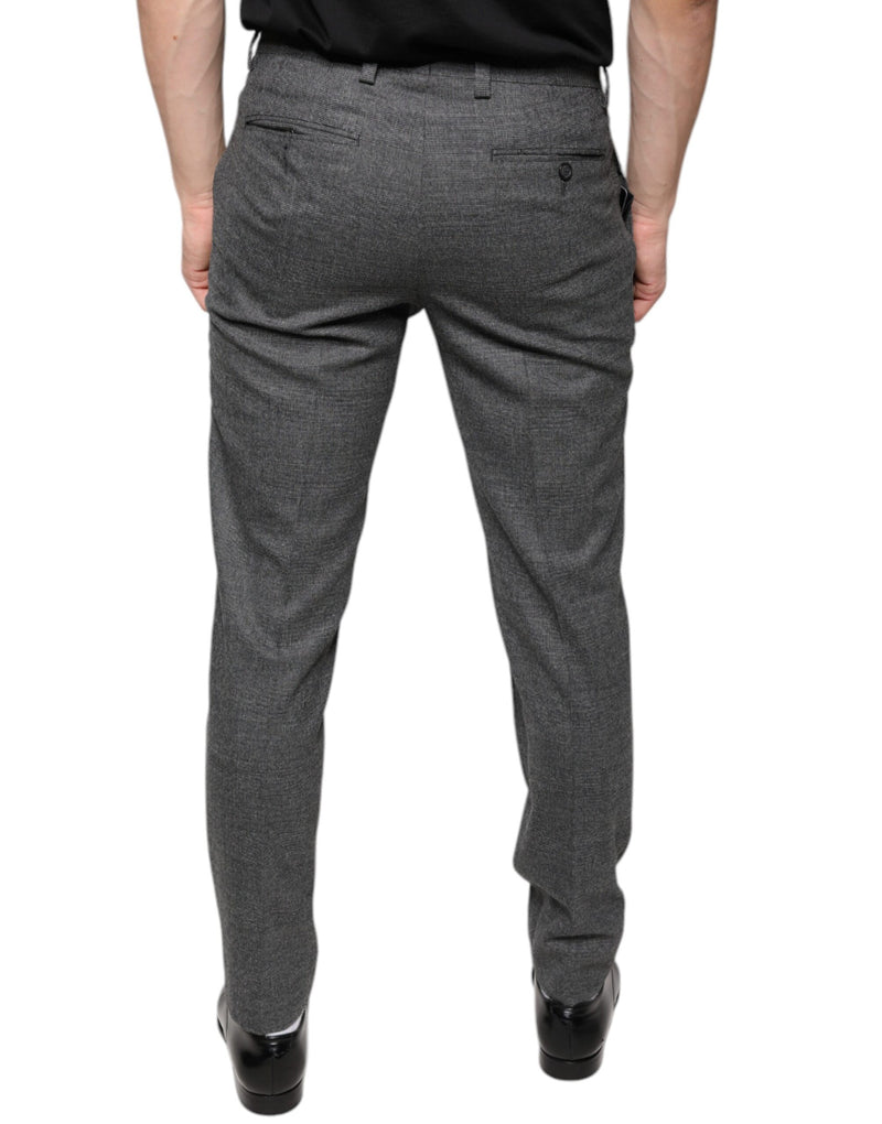Pantalon de costume skinny Dolce & Gabbana en laine grise à carreaux tartan