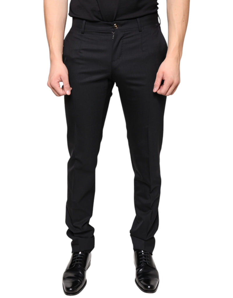 Pantalones de vestir ajustados de lana negra para hombre de Dolce & Gabbana