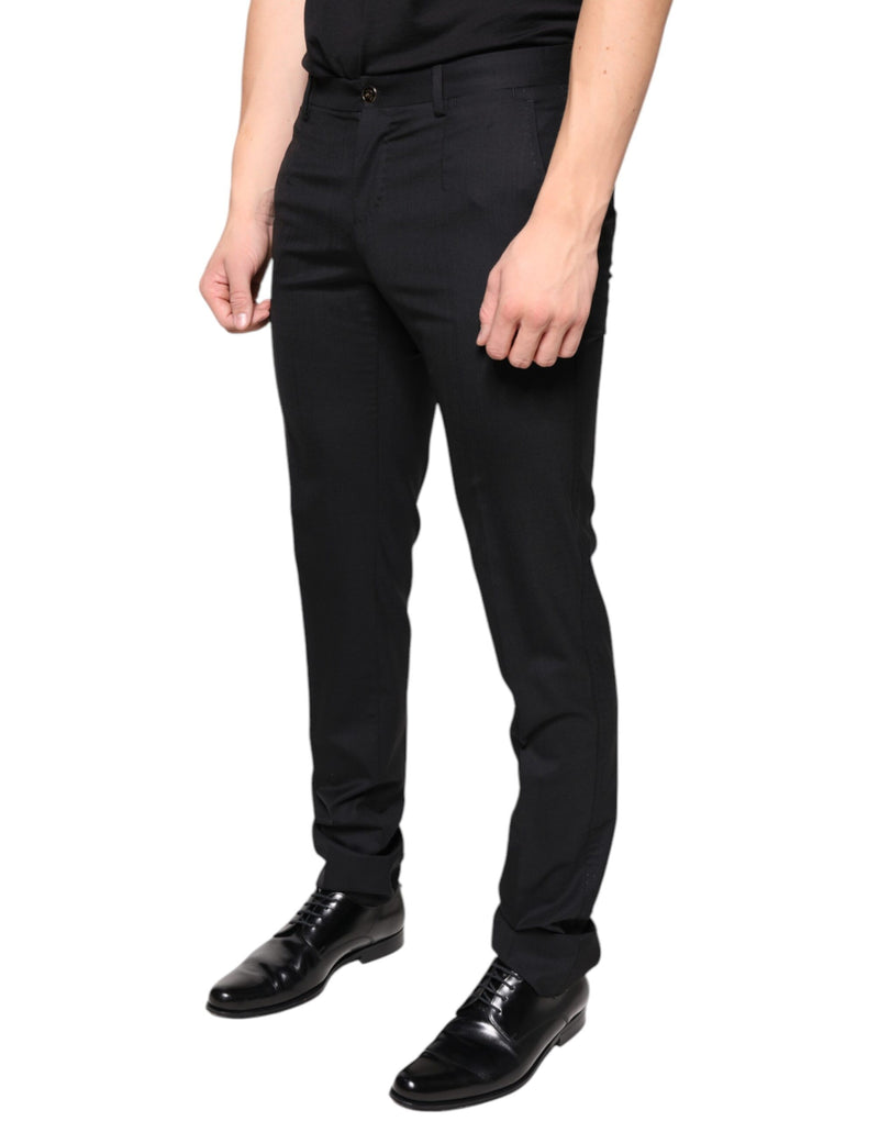 Pantalones de vestir ajustados de lana negra para hombre de Dolce & Gabbana
