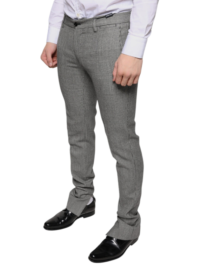 Pantaloni skinny in lana con motivo tartan a quadri grigi Dolce & Gabbana