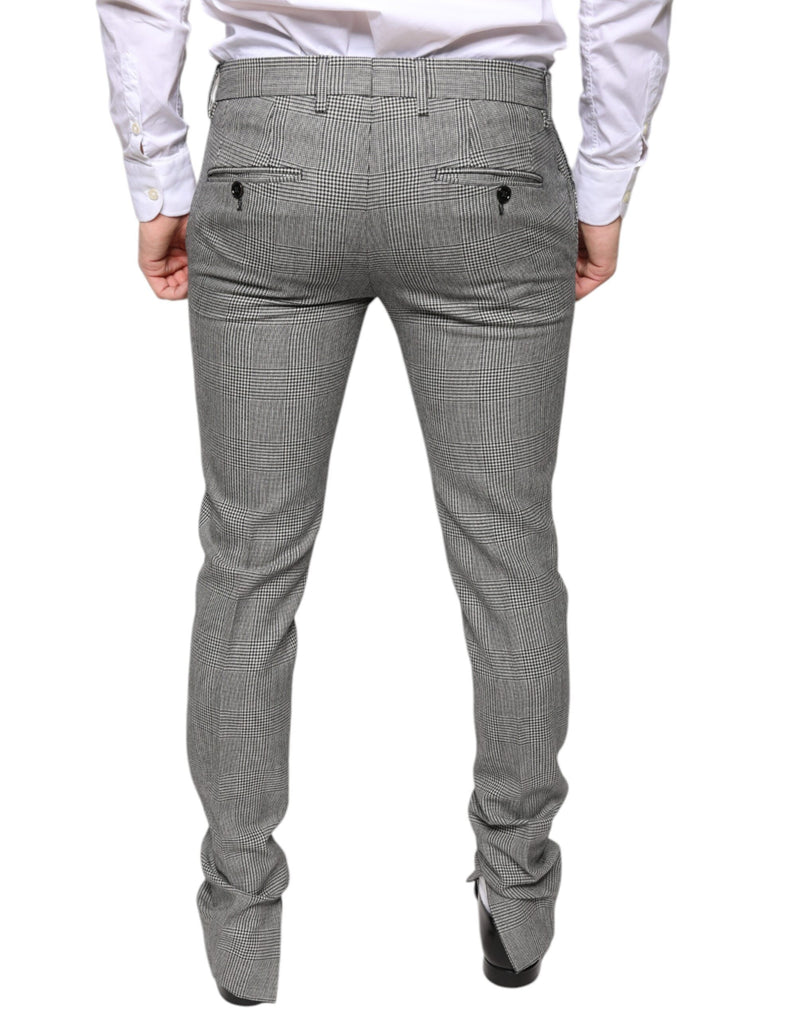 Pantaloni skinny in lana con motivo tartan a quadri grigi Dolce & Gabbana
