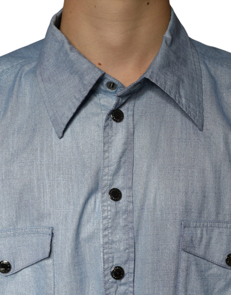 Camisa informal de algodón azul claro con botones Dolce & Gabbana