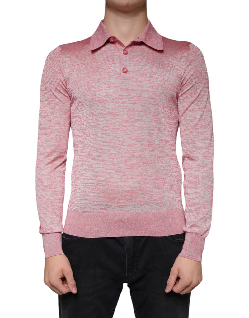 Polo à manches longues pour homme en polyester rose Dolce & Gabbana
