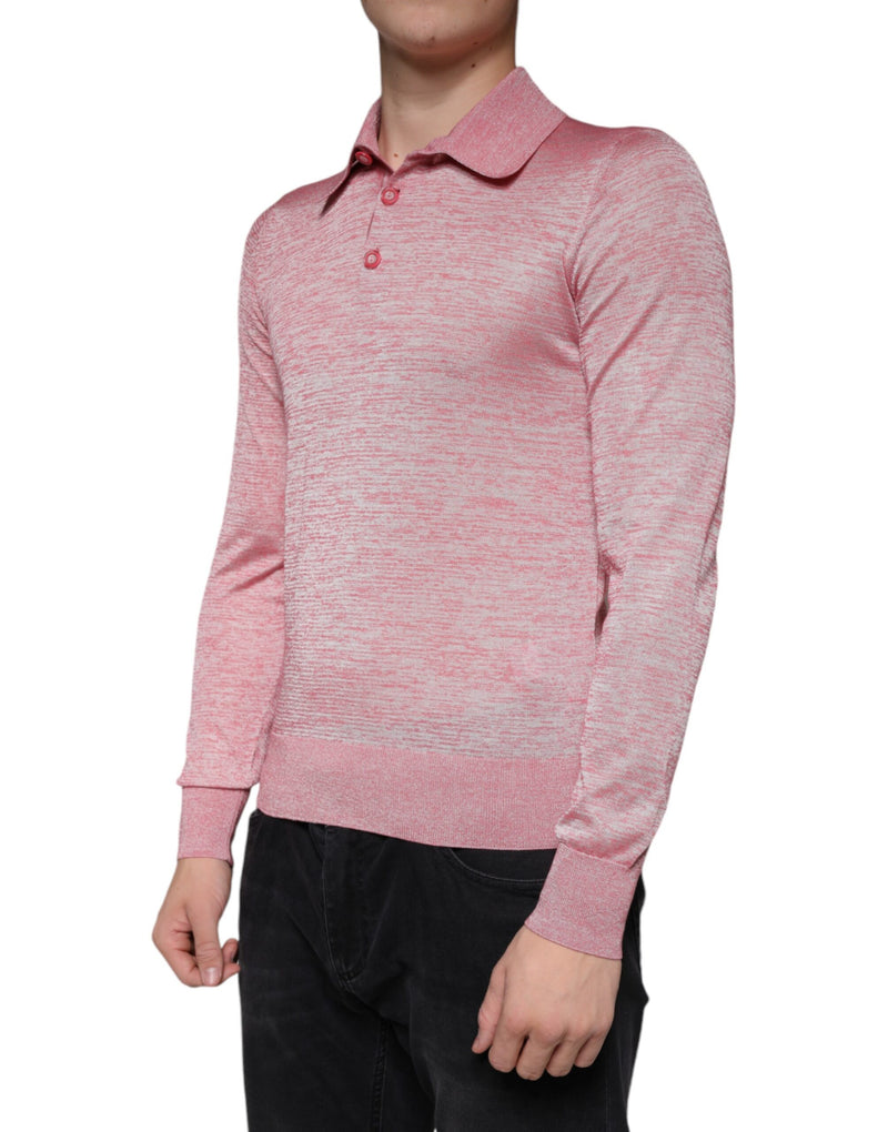 Polo à manches longues pour homme en polyester rose Dolce & Gabbana