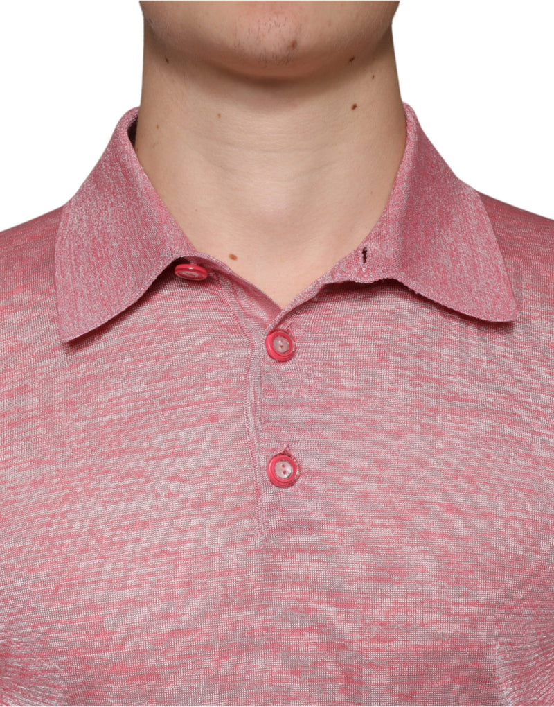 Polo à manches longues pour homme en polyester rose Dolce & Gabbana