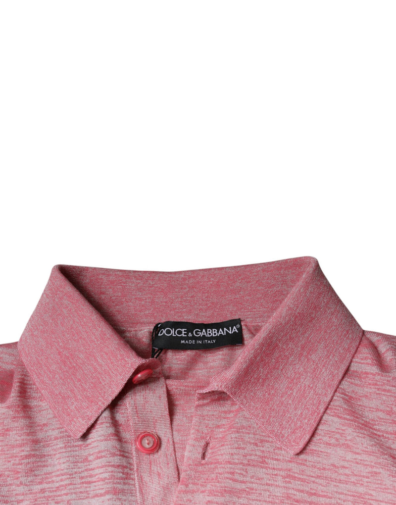 Polo à manches longues pour homme en polyester rose Dolce & Gabbana