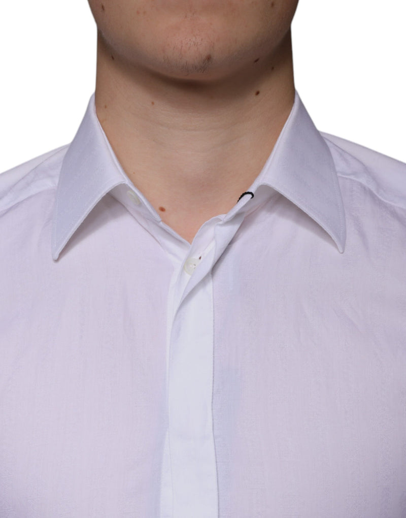 Camisa social masculina formal de algodão branco com detalhes dourados Dolce & Gabbana