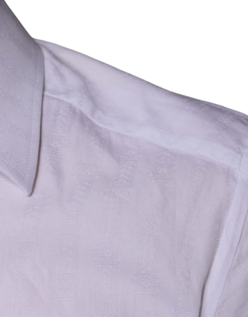 Camisa social masculina formal de algodão branco com detalhes dourados Dolce & Gabbana