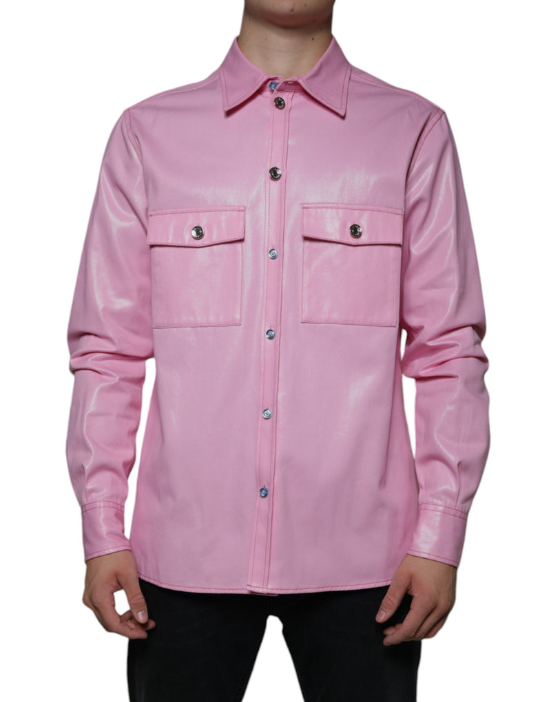 Camisa rosa de algodón con cuello y botones de Dolce & Gabbana