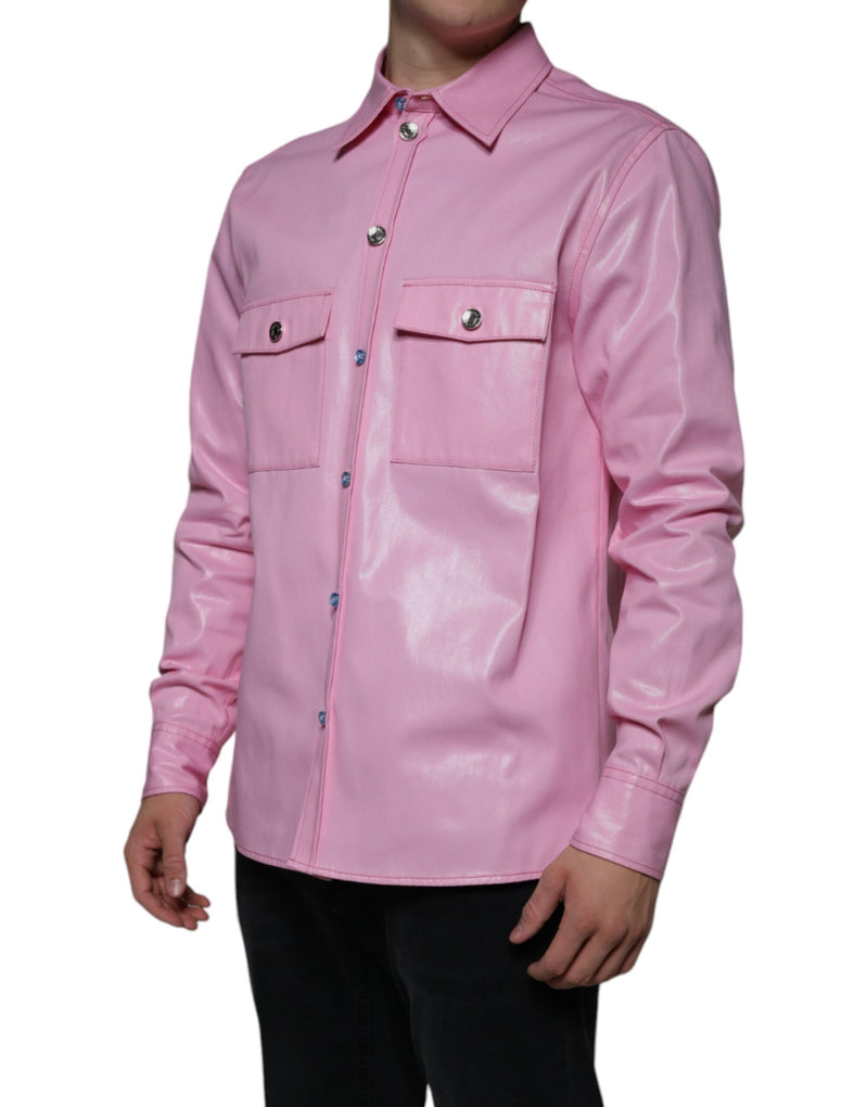 Camisa rosa de algodón con cuello y botones de Dolce & Gabbana