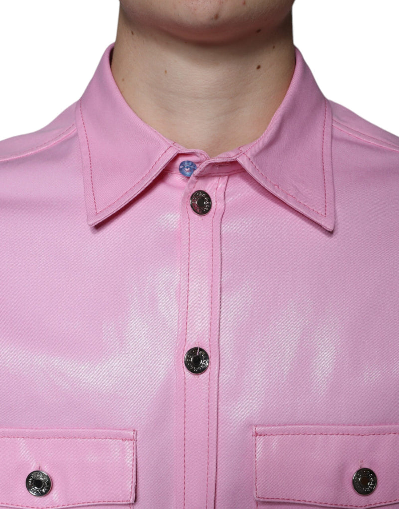 Camisa rosa de algodón con cuello y botones de Dolce & Gabbana