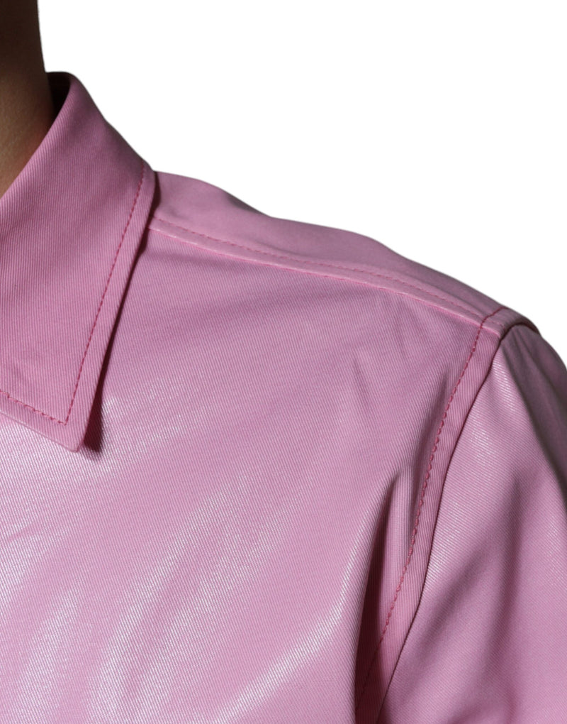 Camisa rosa de algodón con cuello y botones de Dolce & Gabbana