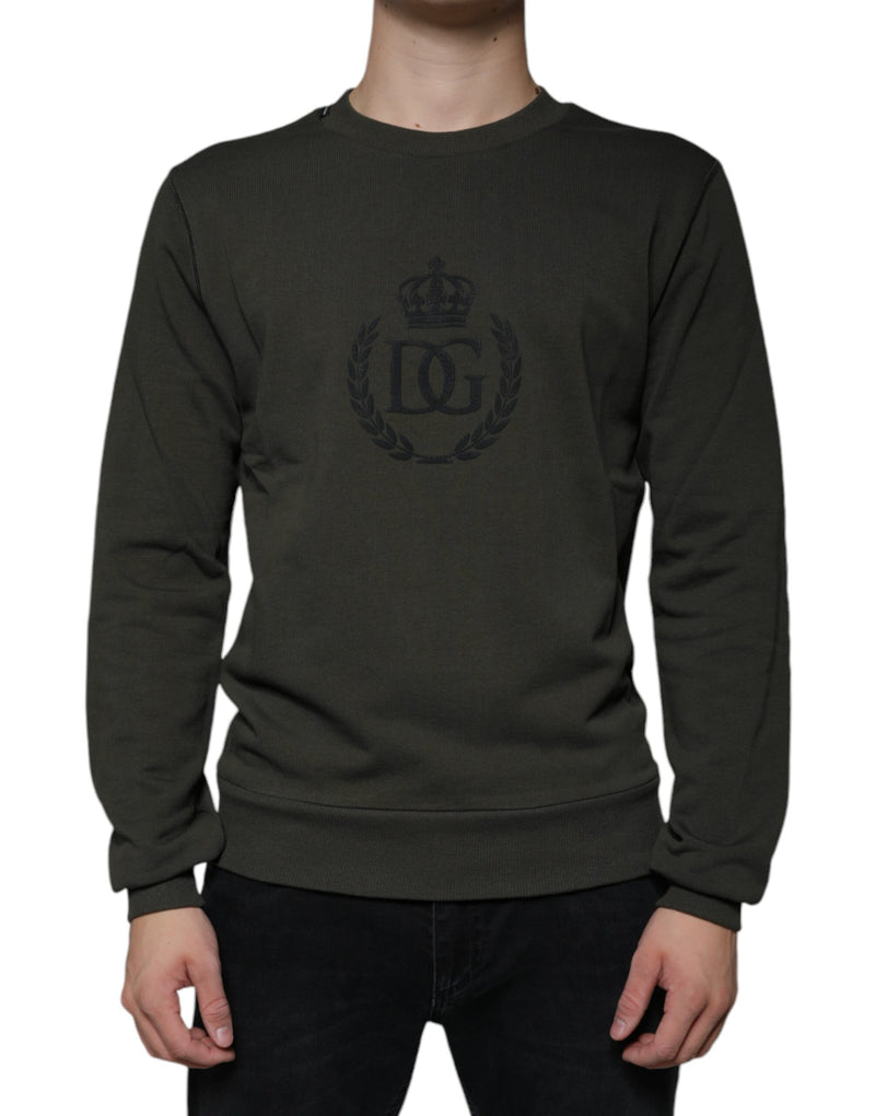 Suéter verde militar com gola redonda e coroa DG Dolce & Gabbana