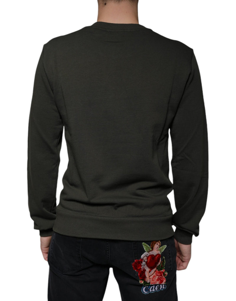 Suéter verde militar com gola redonda e coroa DG Dolce & Gabbana