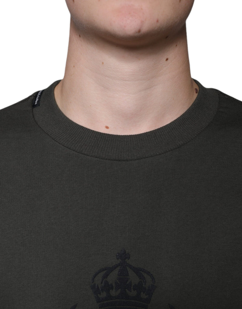 Suéter verde militar com gola redonda e coroa DG Dolce & Gabbana