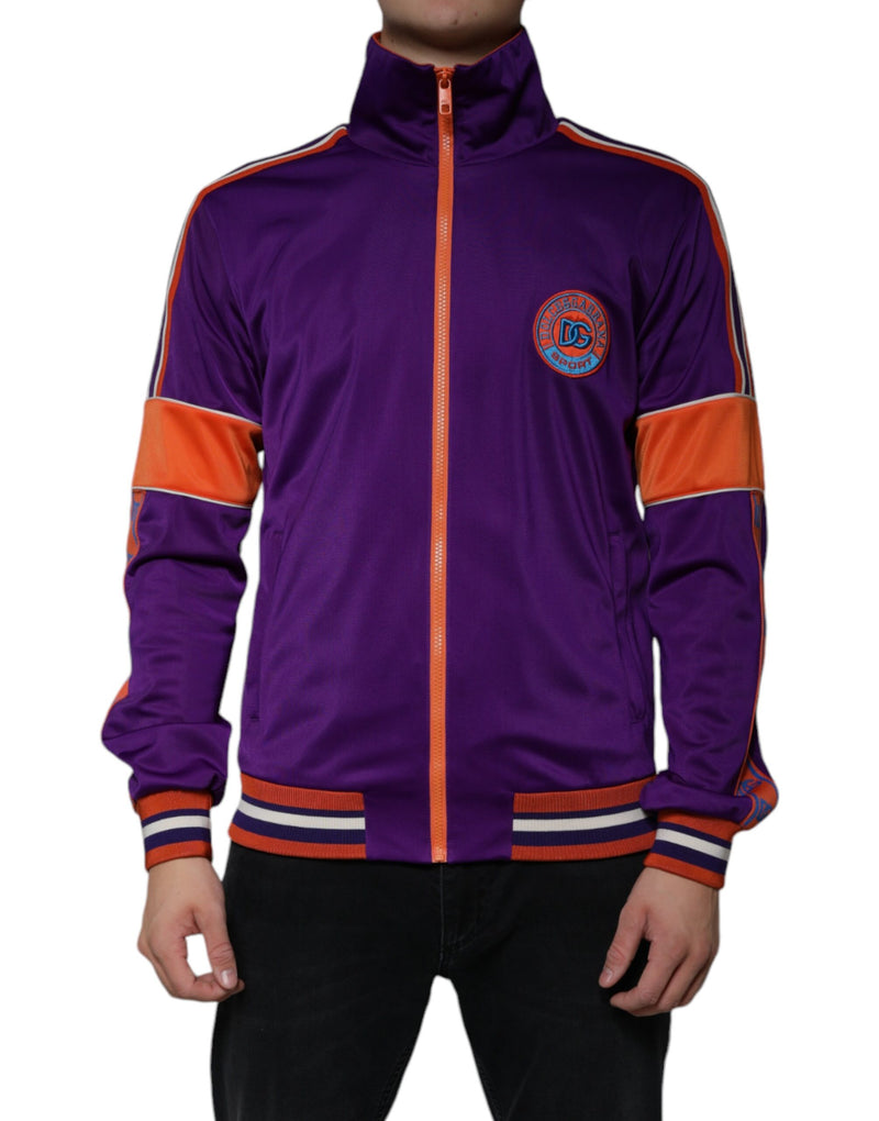 Pull violet en polyester à manches longues et fermeture zippée intégrale Dolce & Gabbana