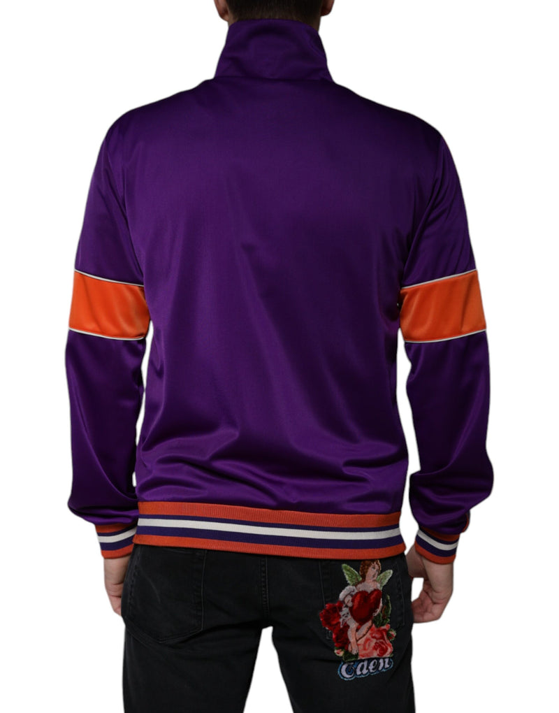 Pull violet en polyester à manches longues et fermeture zippée intégrale Dolce & Gabbana