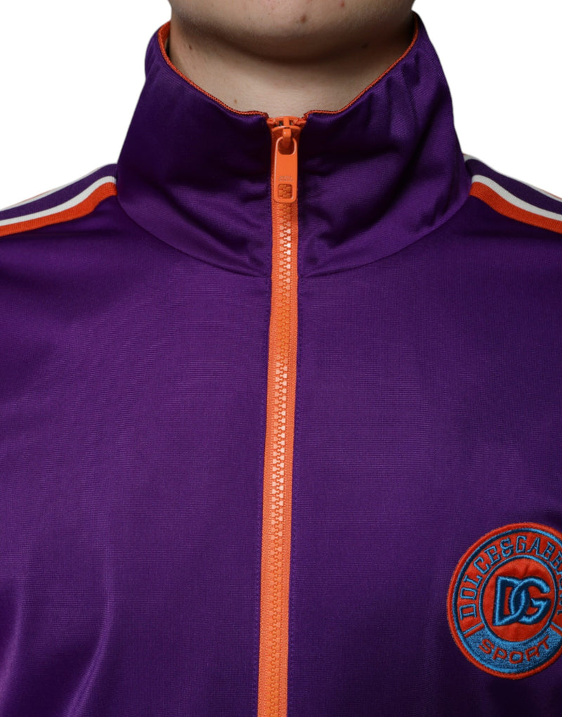 Pull violet en polyester à manches longues et fermeture zippée intégrale Dolce & Gabbana