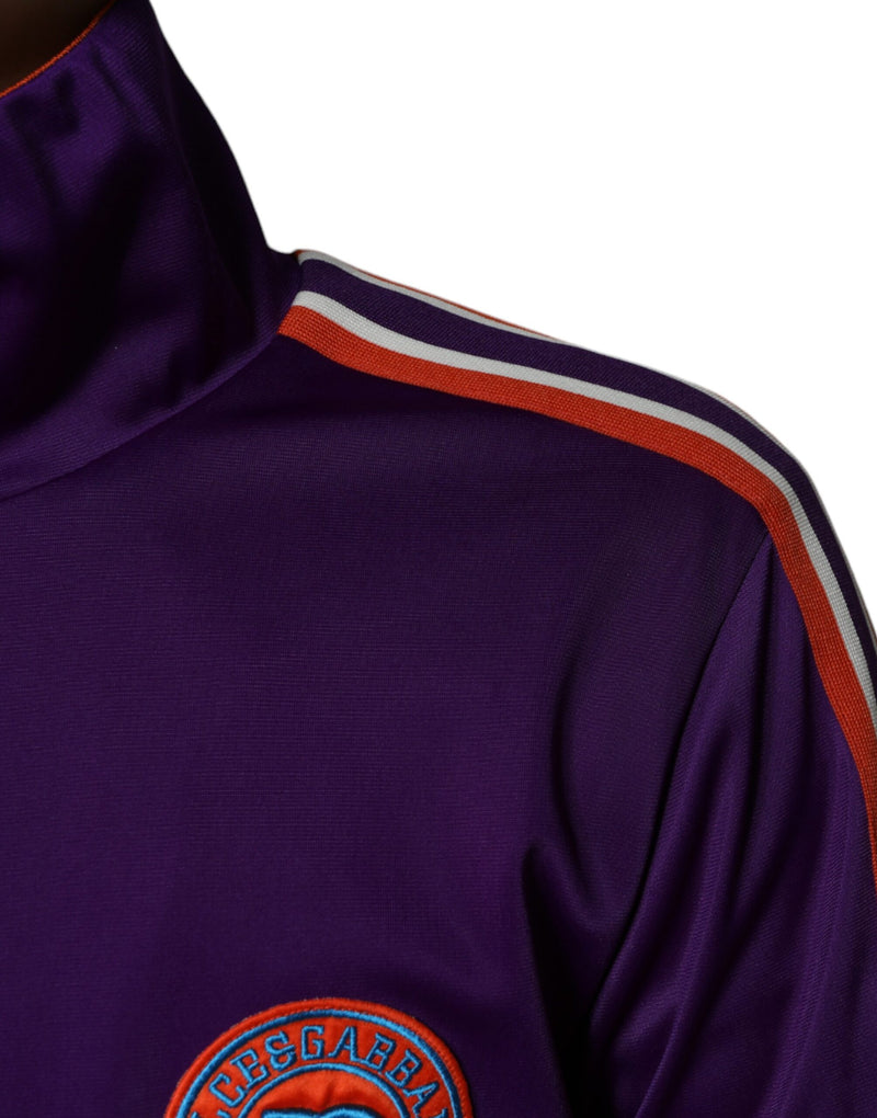 Pull violet en polyester à manches longues et fermeture zippée intégrale Dolce & Gabbana