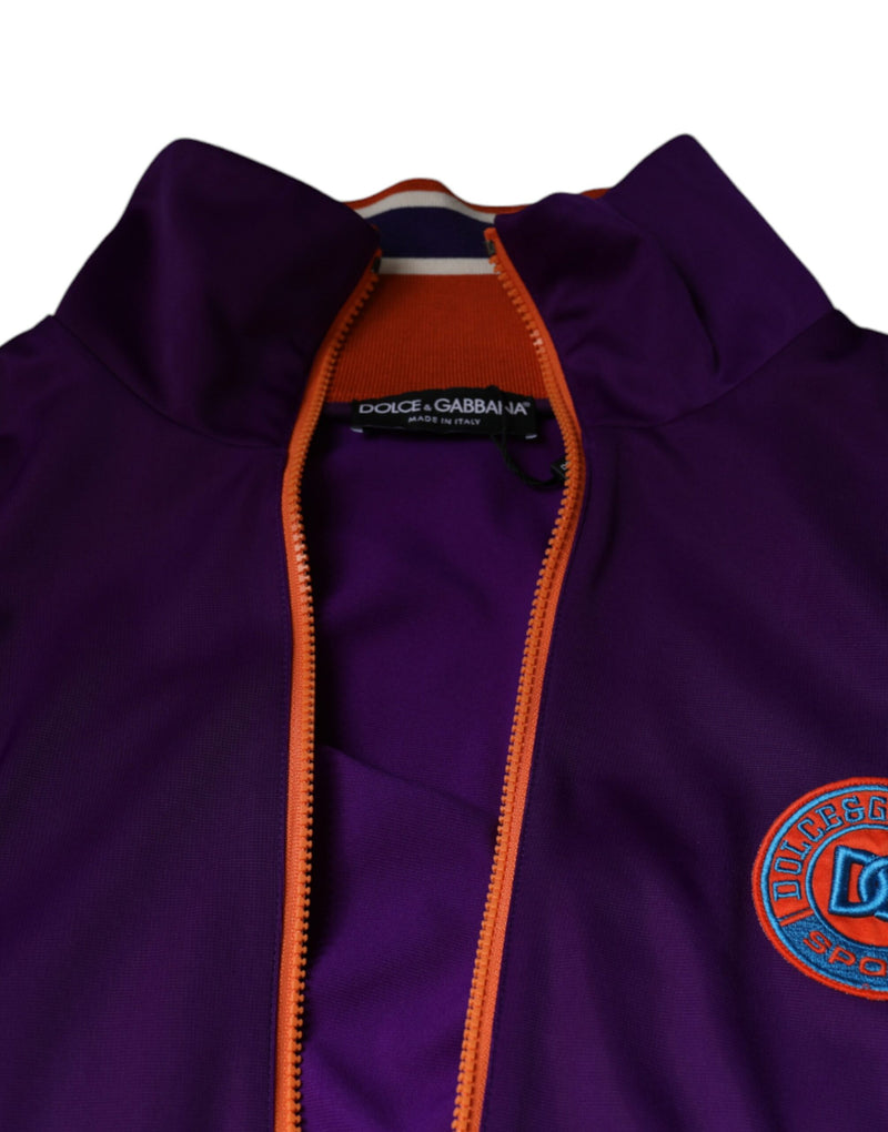 Pull violet en polyester à manches longues et fermeture zippée intégrale Dolce & Gabbana