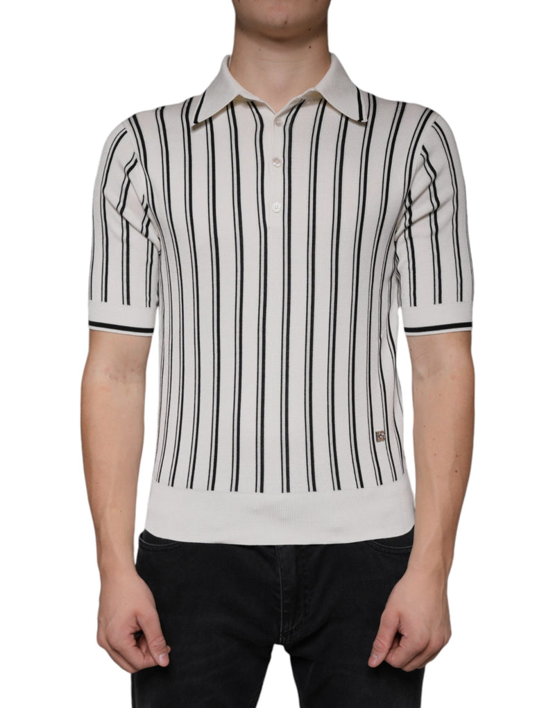 Polo blanc à rayures noires à manches courtes Dolce & Gabbana