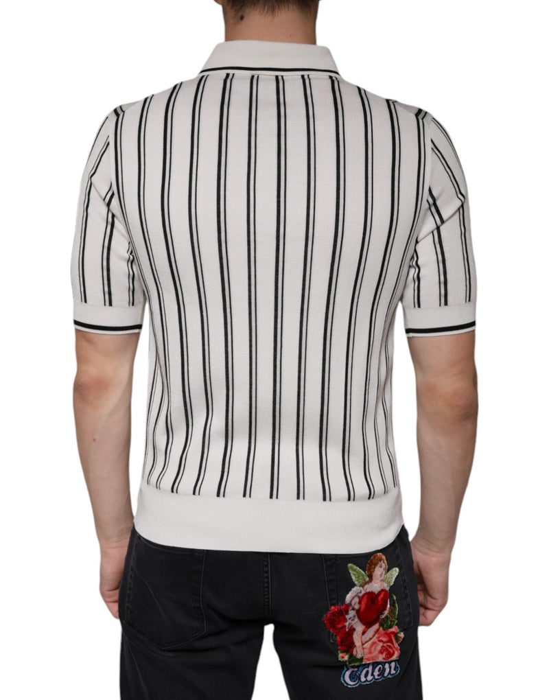Polo blanc à rayures noires à manches courtes Dolce & Gabbana