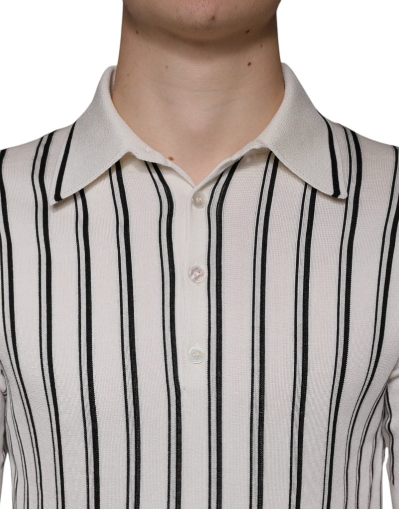 Polo blanc à rayures noires à manches courtes Dolce & Gabbana