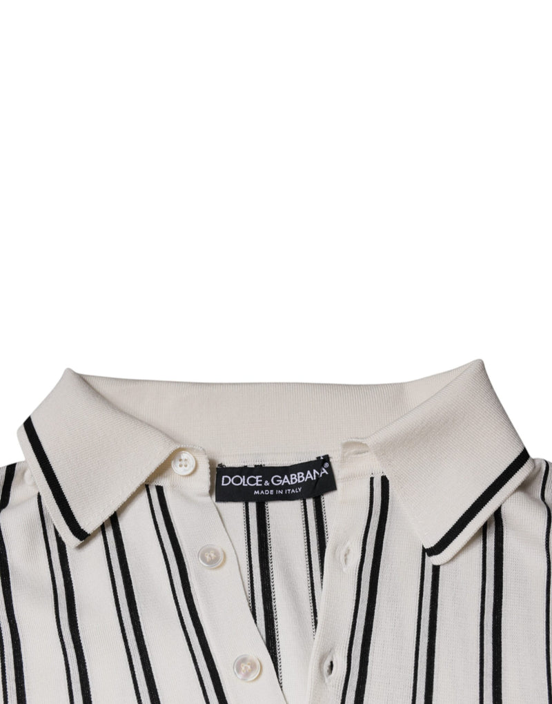 Polo blanc à rayures noires à manches courtes Dolce & Gabbana