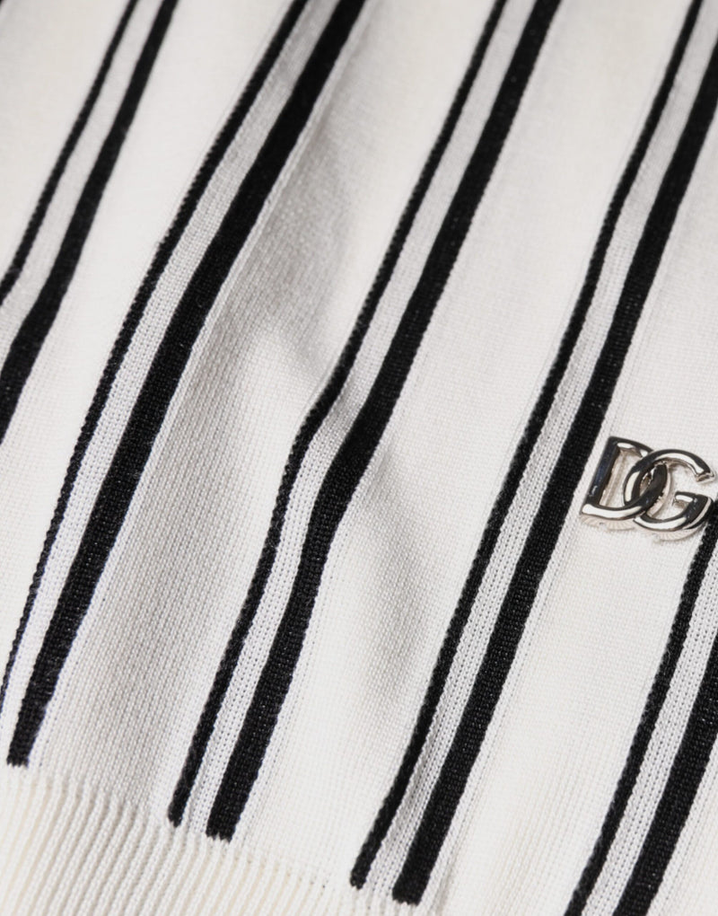 Polo blanc à rayures noires à manches courtes Dolce & Gabbana
