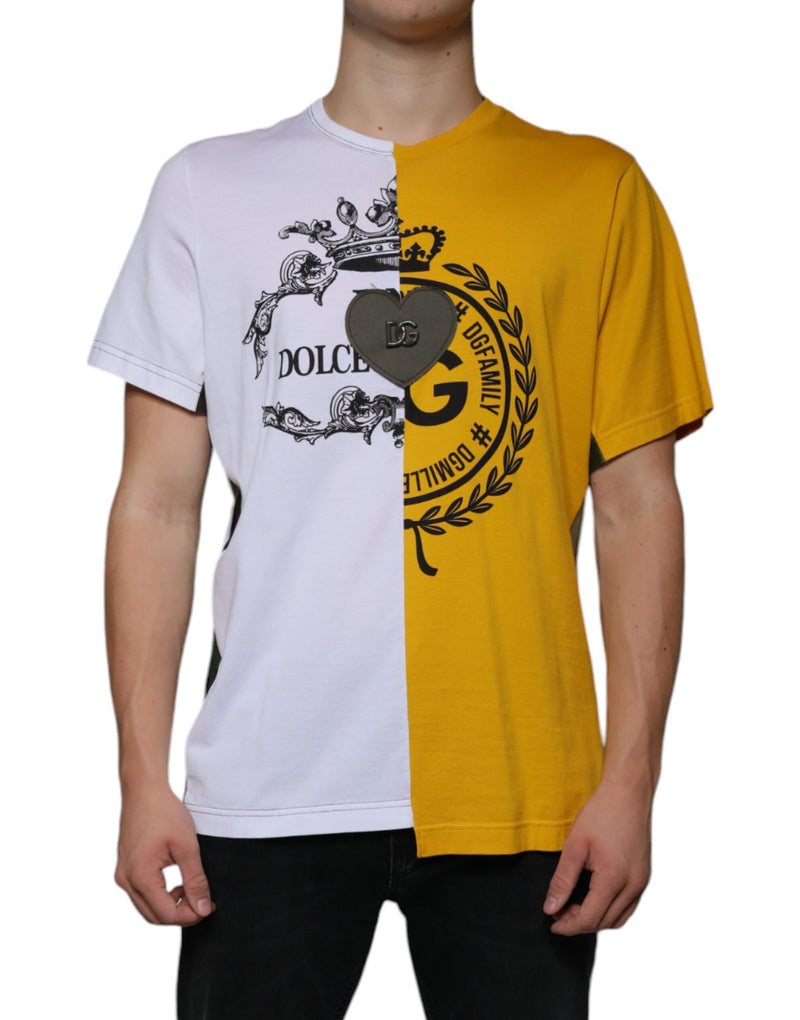 T-shirt à manches courtes Dolce & Gabbana blanc et jaune à logo imprimé