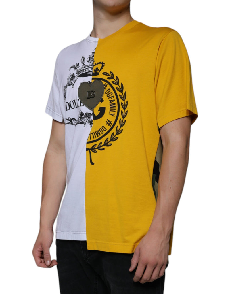 T-shirt à manches courtes Dolce & Gabbana blanc et jaune à logo imprimé